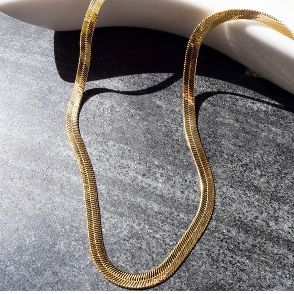 14K Gold/Silver Plated Snake Chain Necklace - Picture 5 of 5